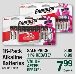 Menards 16-Pack Alkaline Batteries offer