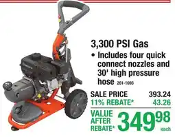 Menards 3,300 PSI Gas PRESSURE WASHERS offer