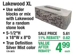 Menards Lakewood XL RETAINING WALL BLOCKS offer