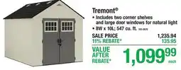 Menards Tremont RESIN SHEDS offer