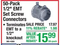 Menards 50-Pack 1/2 EMT Set Screw Connectors offer