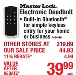 Menards Master Lock Electronic Deadbolt offer