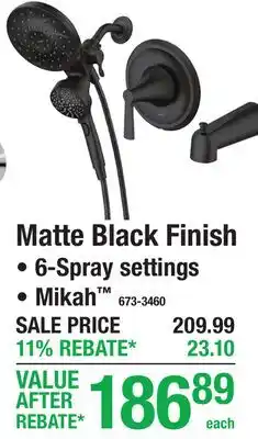 Menards Matte Black Finish TUB/SHOWER FAUCETS offer