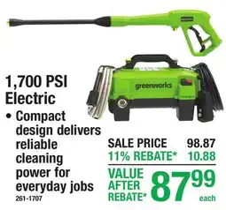Menards 1,700 PSI Electric Pressure Washer offer