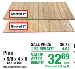 Menards Pine PLYWOOD PANELS offer
