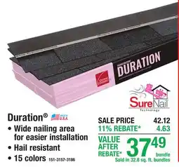Menards Owens Corning Duration Shingles offer