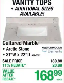 Menards Cultured Marble VANITY TOPS offer