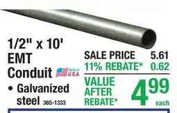 Menards 1/2 x 10' EMT Conduit offer
