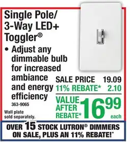 Menards Single Pole/ 3-Way LED+ Toggler offer