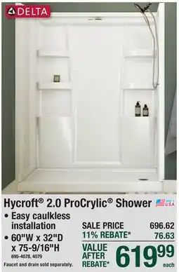 Menards Hycroft 2.0 ProCrylic Shower offer