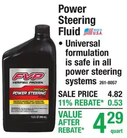 Menards Power Steering Fluid offer