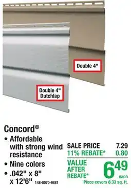 Menards Concord LOW-MAINTENANCE VINYL offer