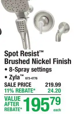 Menards Spot Resist Brushed Nickel Finish TUB/SHOWER FAUCETS offer