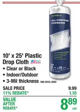 Menards 10' x 25' Plastic Drop Cloth offer