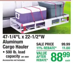 Menards 47-1/4L x 22-1/2W Aluminum Cargo Hauler offer