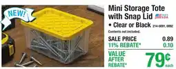 Menards Mini Storage Tote with Snap Lid offer