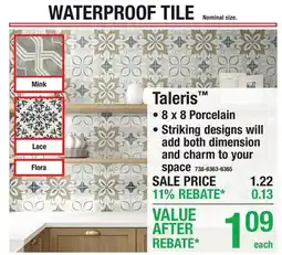 Menards Taleris WATERPROOF TILE offer