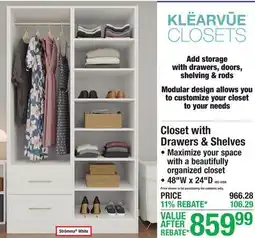 Menards Closet with Drawers & Shelves offer