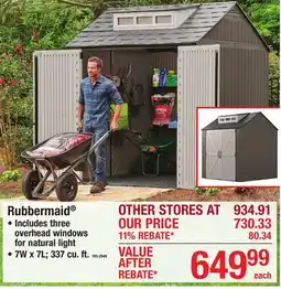 Menards Rubbermaid RESIN SHEDS offer