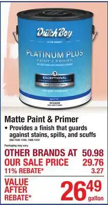 Menards Matte Paint & Primer offer
