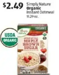 Aldi Simply Nature organic instant oatmeal offer