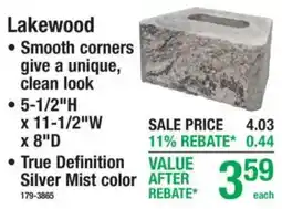 Menards Lakewood smooth corners give a unique, clean look offer