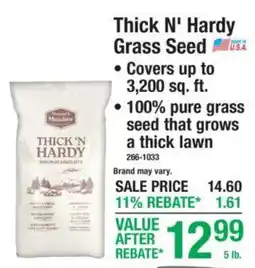 Menards Thick N' Hardy Grass Seed offer