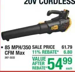 Menards DeWalt 20v cordless blower offer