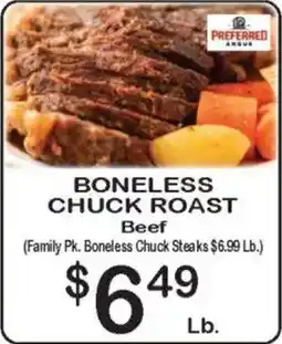 Foodland Preferred brand boneless chuck roast beef offer