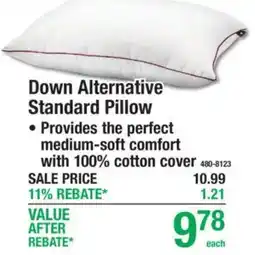 Menards Down Alternative Standard Pillow offer