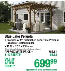 Menards Blue Lake Pergola offer
