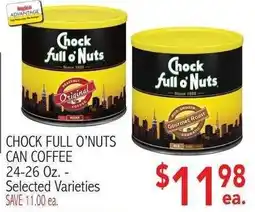 Ingles Markets Chock full o' nuts can coffee offer