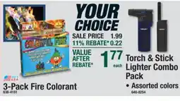 Menards 3 pack Fire Colorant or Torch & Stick lighter combo offer
