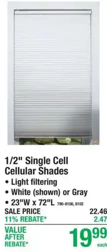 Menards 1/2" Single Cell Cellular Shades offer