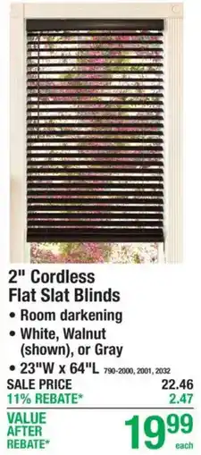 Menards 2" Cordless Flat Slat Blinds offer