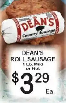Foodland Dean's roll sausage offer