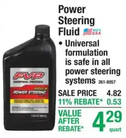 Menards Fvp power steering fluid offer