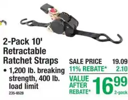 Menards 2-pack 10' retractable ratchet straps offer