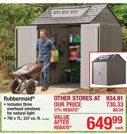 Menards Rubbermaid shed offer