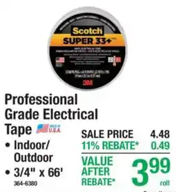 Menards Scotch super 33+ professional grade electrical tape offer