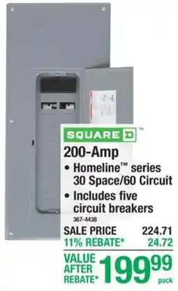 Menards Square D 200-Amp Homeline series 30 Space/60 Circuit offer
