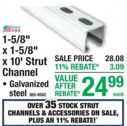 Menards Galvanized steel strut channel offer