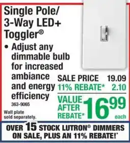 Menards Lutron single pole/3-way led+ toggler offer