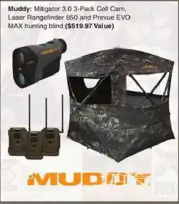 Dunham's Sports Muddy Mitigator 3.0 3-Pack Cell Cam, Laser Rangefinder 850 and Prevue EVO MAX hunting blind offer