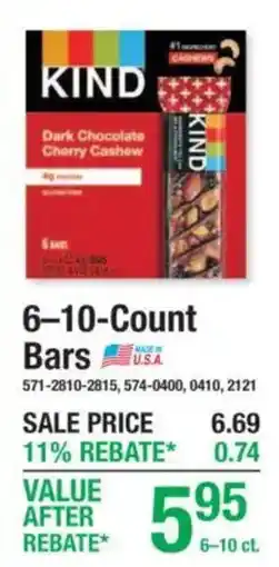Menards Kind dark chocolate cherry cashew bars offer