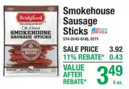 Menards Bridgford Smokehouse Sausage Sticks offer