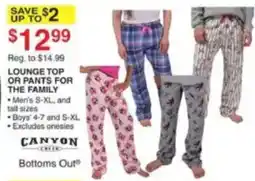 Dunham's Sports Canyon Creek Lounge Top or Pants for the Family offer