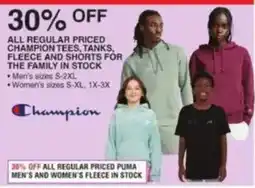 Dunham's Sports Champion t-shirts, tanks, fleece and shorts offer