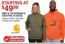 Dunham's Sports Carhartt men's or women's graphic fleece offer