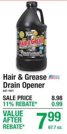 Menards Instant Power Hair & Grease Drain Opener offer
